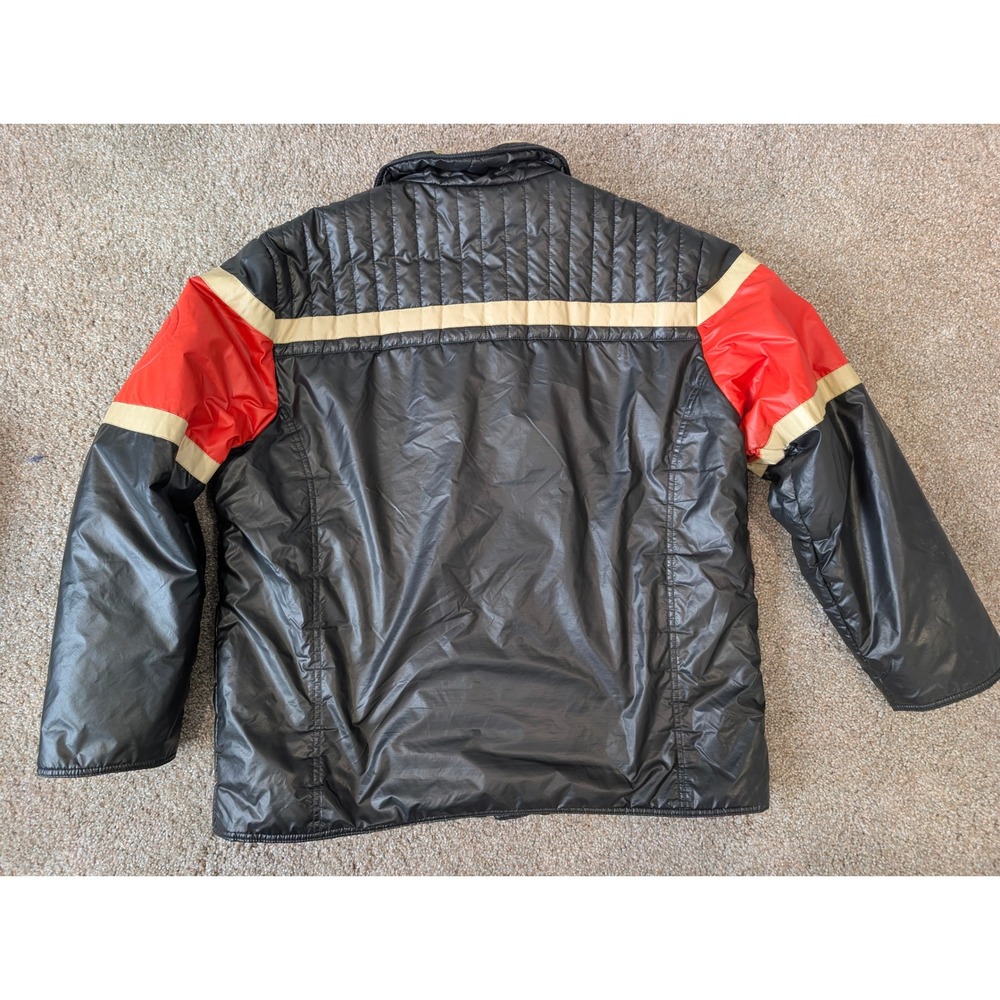 Vintage Diesel Puffer Jacket Mens Large Black Red Colorblock Quilted Full Zip - Picture 10 of 14